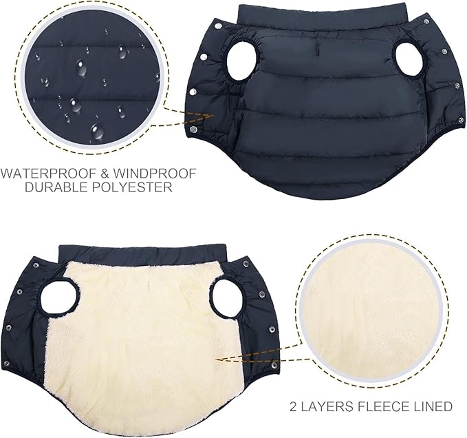 ASENKU Dog Winter Coat - Waterproof Windproof Dog Jacket, Warm Snowproof Doggie Puffer Vest for Cold Weather, Lightweight Snow Coats for Small Medium Large Dogs(M, Blue)