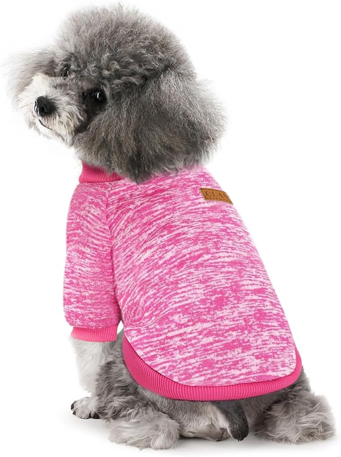2 Pieces Pet Dog Classic Knitwear Sweater, Fleece Coat for Small,Medium Dogs,Warm Pet Dog Cat Clothes,Soft Puppy Customes for Chihuahua Yorkshire Tzu (Rose Red Orange,L)