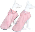 MAMORE Dog Raincoat Reversible,Waterproof Dog Rain Coat Hooded Slicker Poncho with Reflective Strip, Plaid Double Layer Rain Jacket for Small Medium Large Dogs (Pink, Medium)