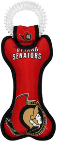 Pets First NHL Ottawa Senators Dog Bone Squeak Toy with Cleaning Teething Ring