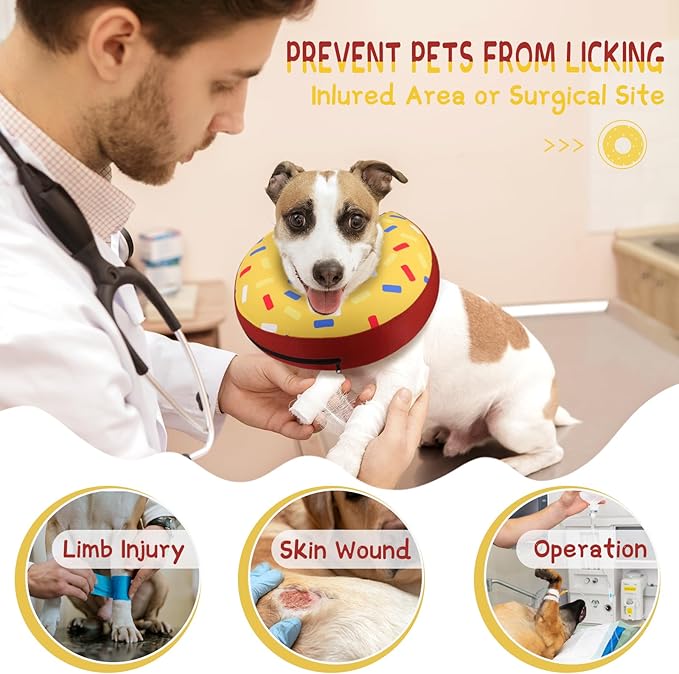 Supet Inflatable Dog Cone Collar Alternative After Surgery, Dog Neck Donut Collar Recovery E Collar for Neuter, Soft Pet Cone for Small Medium Large Dogs