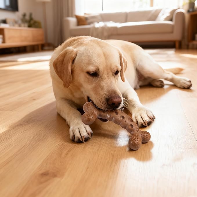 Dog Chew Toy for Aggressive Chewers Milk Flavored Indestructible Dog Bone Toys for Medium Large Breed to Keep Them Busy