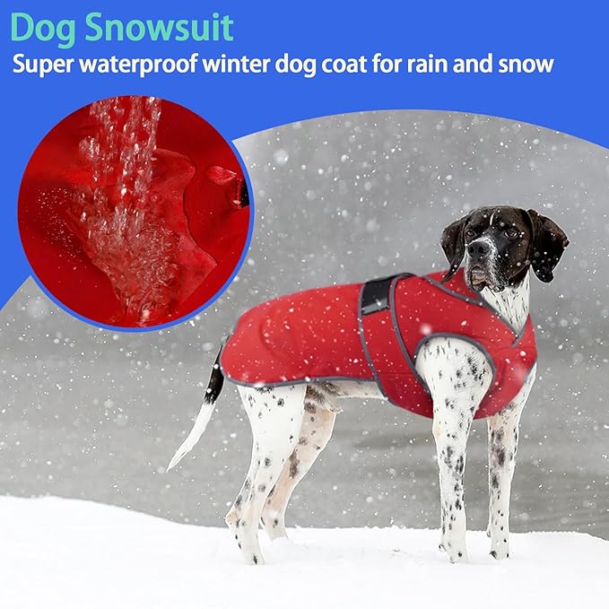 MIGOHI Reflective Waterproof Windproof Dog Coat - Warm Jacket Reversible Stormguard Winter Vest for Small to Large Dogs (Red, XL)