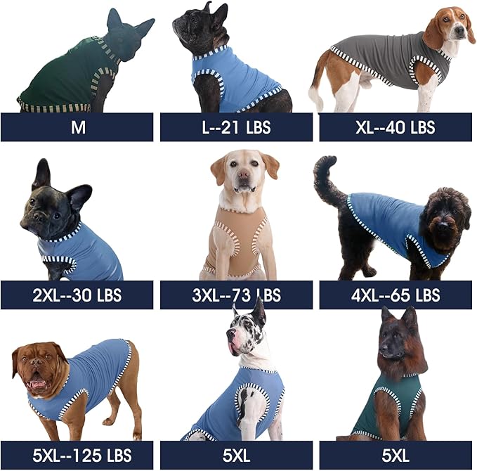 IECOii 2Pack Dog T-Shirts for Large Dogs | Breathable & Lightweight Fabric, Easy-On Design for Doberman, Machine Washable, Khaki+Green, 4XL