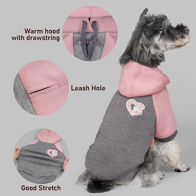 KYEESE Dog Hoodie Stretchy Pet Sweatshirt Warm Dog Clothes for Large Dogs Soft Pets Sweater with Leash Hole Pet Clothes with Drawstring Comfort Dogs Winter Coat Pets Coat for Cold Weather