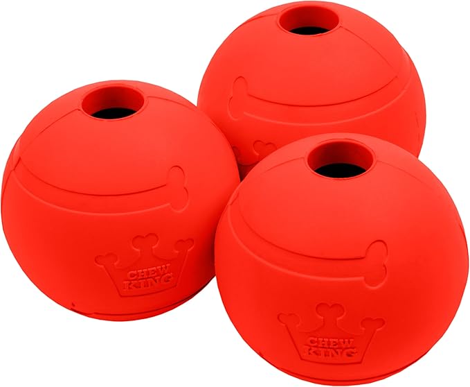 Chew King Flavored Rubber Ball Collection, 2.5 Inch Beef Flavor Rubber Balls 3-Pk