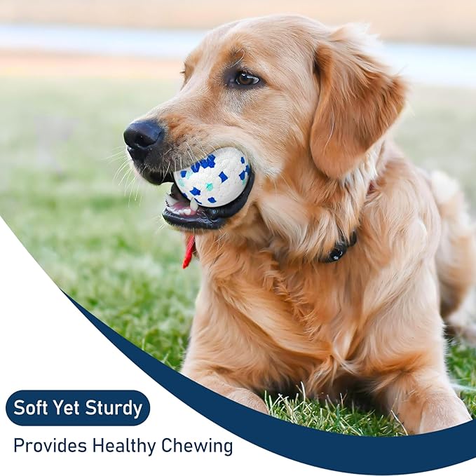 6 Pcs Dog Balls Tennis Ball for Aggressive Chewers Indestructible Dog Teething Chew Toys for Large Medium Small and Puppies, More Biting-Proof Atom.