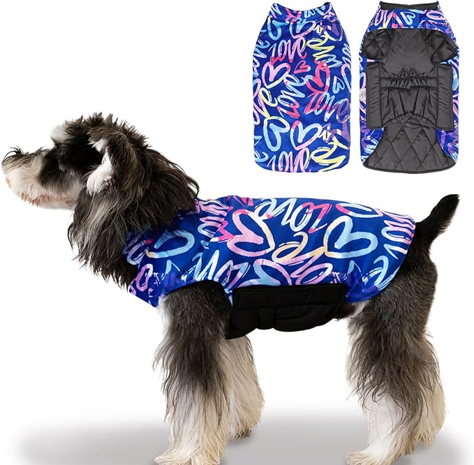 CuteBone Winter Dog Coat - Waterproof & Windproof Jacket for Small to Large Dogs - Reversible Soft Vest with Adjustable Thick Lining & Leash Hole