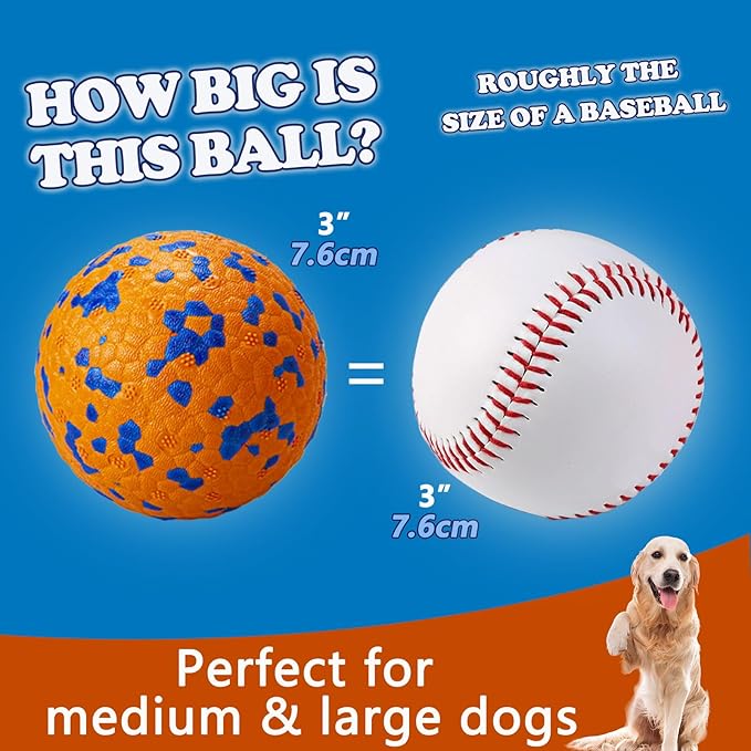 2Pcs Super Bouncy Dog Balls - Lifetime Replacement - Fun Indestructible Dog Tennis Balls for Aggressive Chewers, Durable Floating Fetch Toys for Medium and Large Dogs