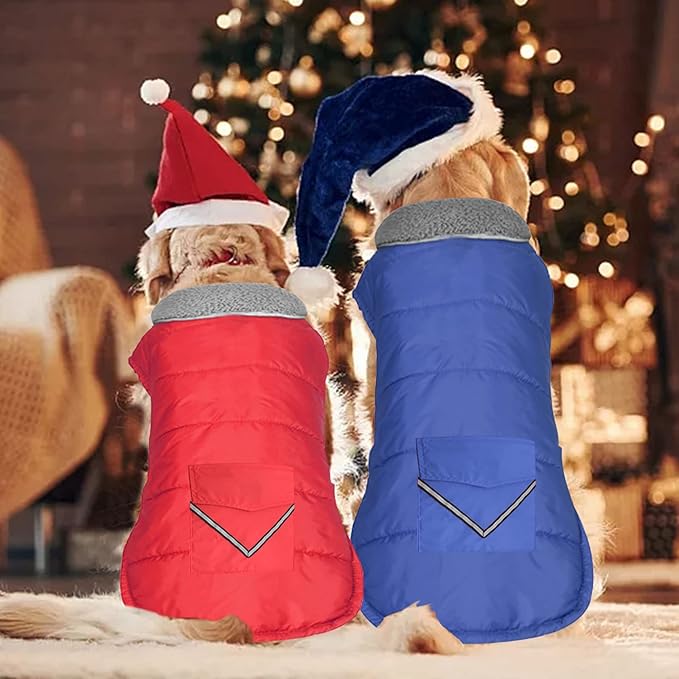 Dog Coat, Waterproof Dog Winter Jacket with Pocket, Reflective Adjustable Pet Snow Vest, Warm Cozy Fleece Sweater for Small Medium Extra Large Dogs - Purple, 2XL