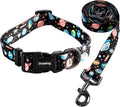 Ihoming Dog Collar and Leash Set for Daily Outdoor Walking Running Training, Space Design for Medium Boys Girls Dogs Cats Pets, M-Up to 45LBS