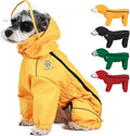 PINA Dog Raincoat - Waterproof Dog Jacket with Hood, Lightweight with Leash Hole, Poncho with Reflective Strap and Pocket for Wet Weather, Full Wrap Design for Full Protection
