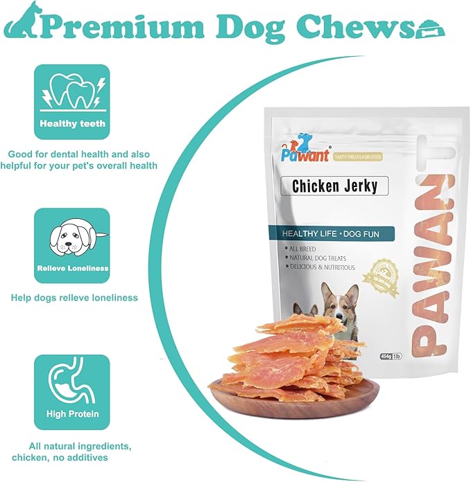 Chicken Jerky for Dogs Treats Training Snacks Dog Chew Treats Rawhide Free for Small and Large Dog 0.5lb/227g