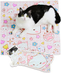 Cat Grooming Wrap for Cutting Nails, 21.6" Anti-Escape Calming Cat Swaddle Wrap for Medicine, Nail Clipping, Teeth Brushing, Ear Cleaning, Self-Adherent Burrito Restraint, (Happy Kitty, M)