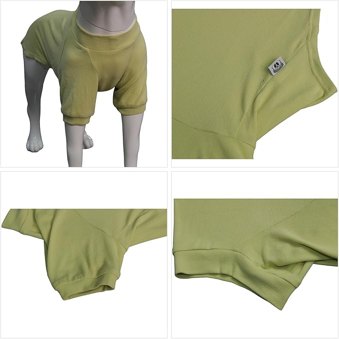 Lovelonglong Ribbed Dog T-Shirt Cotton Knitted Dog Sweaters for All Season Pet T-Shirts for Large Medium Small Dogs Chartreuse XL