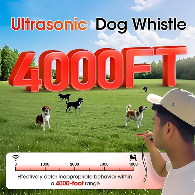 KIVORA 4 Pack Dog Whistle to Stop Barking Neighbors Dog,304 Stainless Steel Adjustable Ultrasonic Silent Dog Training Whistle for Recall & Bark Control,Professional Whistle Suitable for All Dogs