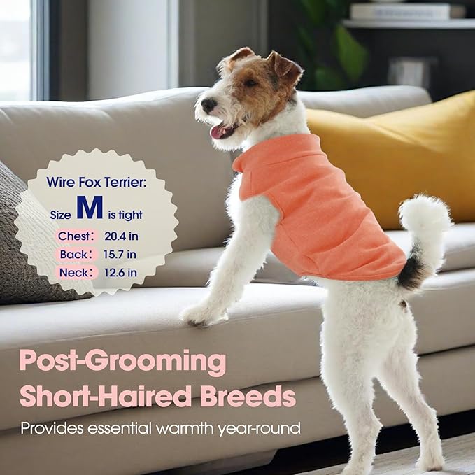 FUAMEY Dog Fleece Vest for Small Dogs,Warm Stretchy Dog Sweatshirts Pullover with Leash Hole Dogs Sweater Soft Pet Turtleneck Cozy Pet Vest Lightweight Sleeveless Orange S