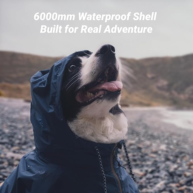 Dog Raincoat with Hood for Medium and Large Dogs - Heavy Rain Resistant Rain Coat for Dogs with 6000mmH2O Waterproof Rating | Lightweight and Adjustable Waterproof Dog Coat | 70 (XXL)