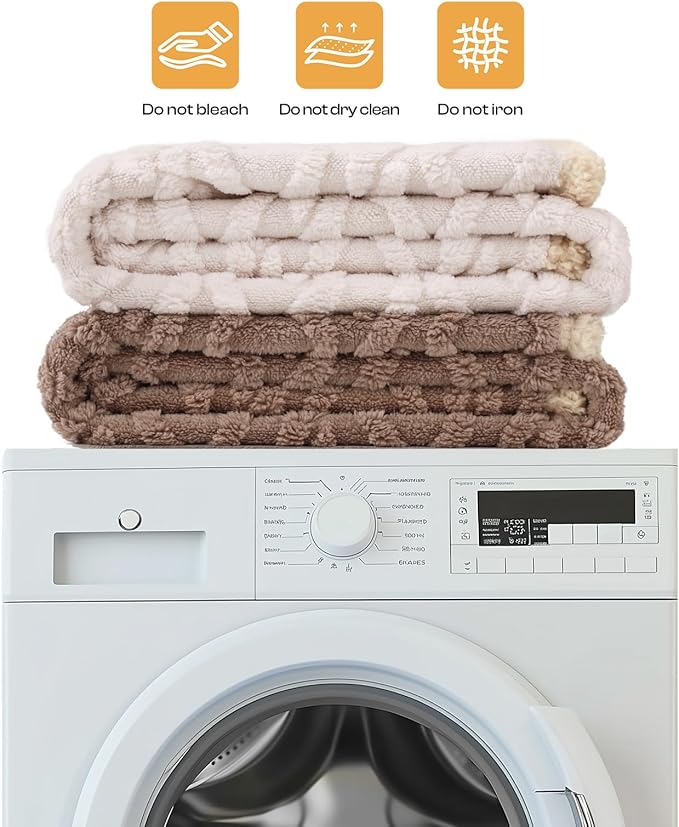 Waterproof Pet Blanket, Liquid Pee Proof Dog Blankets for Sofa Bed Couch, Reversible Sherpa Fleece Furniture Protector Cover for Small Medium Large Dogs Cats,Khaki Large（65" x 57"）
