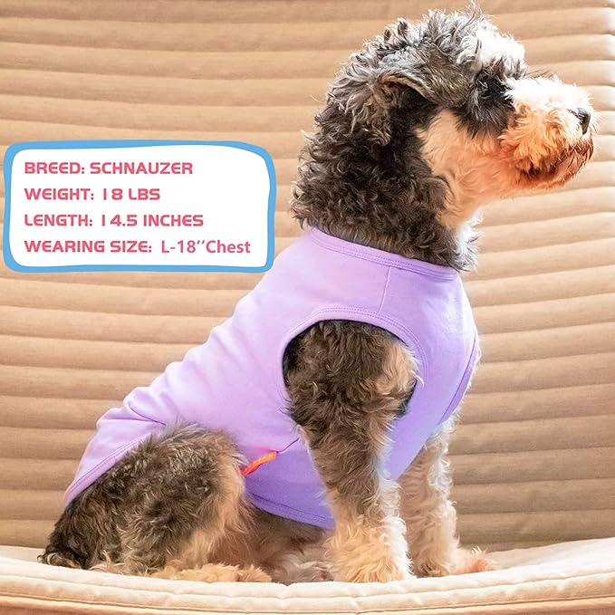 KYEESE 2Pack Dog Shirts Striped T Shirt Cotton Tank Top Soft Tee for Small Dogs Lightweight Clothes Sleeveless Dog Vest, Medium,Purple+Orange Striped