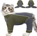 SUNFURA Hair Sticky Cat Clothes, Cat Sweater for Cats Only, 4-Legged Fleece Sweaters Kitten Pajamas Reduce Shedding Fur, Warm Pullover Shirts for Cats, Army Green M