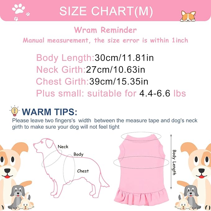 6 Pieces Dog Dresses Shirt Skirt Sleeveless Dress Breathable Pet Shirts with Ruffles Puppy Sundress Outfits for Dogs and Cats (M Size)