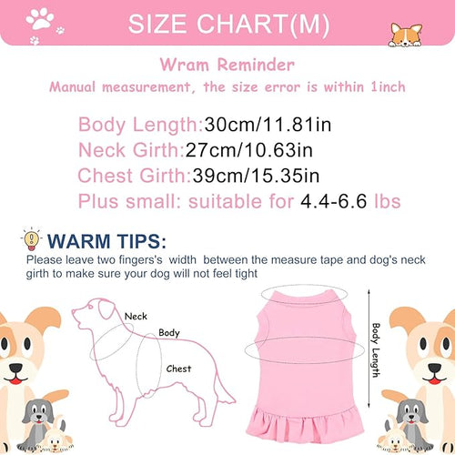 6 Pieces Dog Dresses Shirt Skirt Sleeveless Dress Breathable Pet Shirts with Ruffles Puppy Sundress Outfits for Dogs and Cats (M Size)