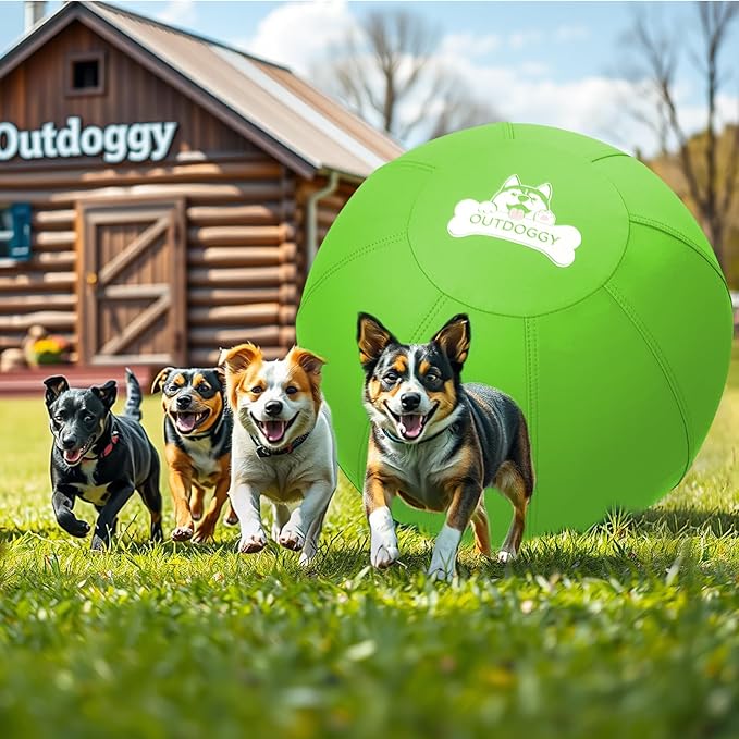 Herding Ball for Dogs 22 Inch - Dual-Layer Heavy Duty Herding Ball for Australian Shepherds, Border Collies & Cattle Dogs | Outdoor Herding Toy for Medium/Large Dogs - Backyard Training and Play-Green