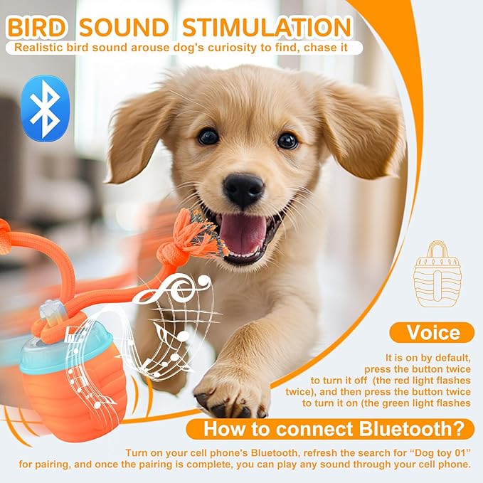 Interactive Dog Toys, [2025 Newly Upgraded] Interactive Dog Ball for Small Dogs, Automatic Moving Dogs Toy Wicked Ball for Boredom & Training, Play Music, USB Rechargeable(Orange)