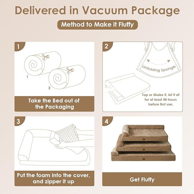 EHEYCIGA Memory Foam Dog Bed Large Sized Dogs, Pet Bed for Large Dog for Crate with Waterproof Liner, Pet Couch Bed Orthopedic with Washable Removable Cover, 35x23x6 Inches, Camel
