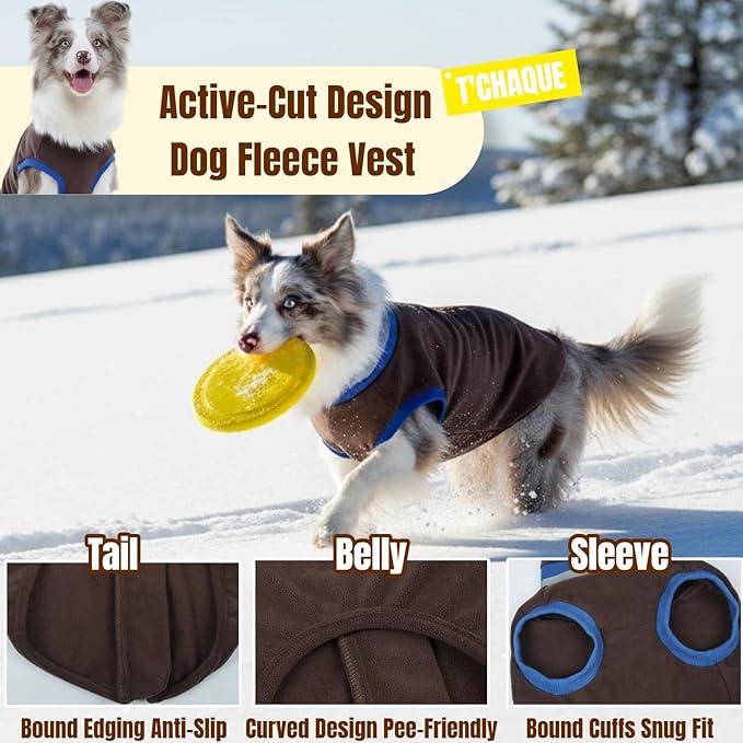 Winter Warm Turtleneck Fleece Vest Dog Sweater, Ultra-Soft & Snug-Fit Puppy Coat for Large Dogs with Back-Zipper, Thermal Doggie Vests Sweatshirt with Reflective Strip, Pet Clothes Male Girl(Brown, L)
