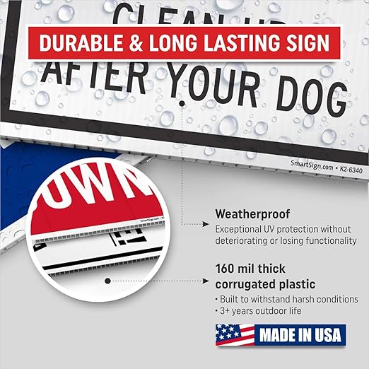 SmartSign 12" x 18" (2-Pack) Be A Good Neighbor Clean Up After Your Dog Yard Sign with 15" Metal H-Stake, Double Sided, Large 160 mil Thick Corrugated Plastic Lawn Signs, Water Resistant, USA-Made