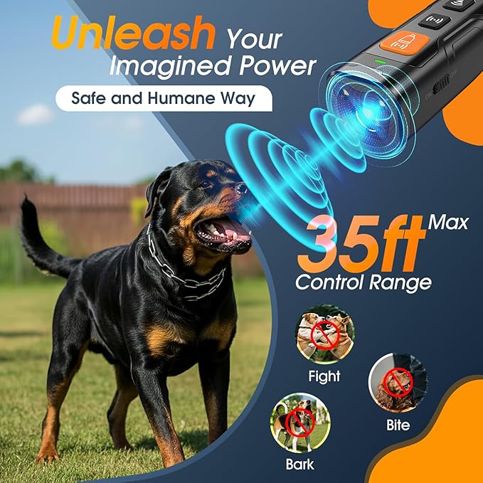 Dog Bark Deterrent Devices, Ultrasonic Anti Barking Device for Dogs, Stopping Own or Neighbor's Dog Barking,Portable Dog Training Device, Safe & Effective for Indoor & Outdoor Use, Black