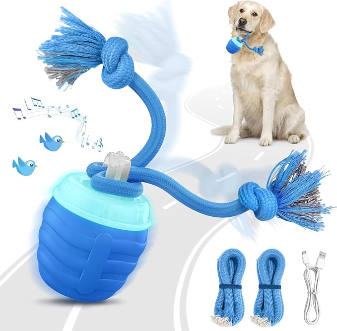 Interactive Dog Toys - 2025 Upgraded Motion Activated Balls for Medium/Large Dogs, Automatic Moving Dogs Toy Wicked Ball for Boredom, Interactive Dog Ball to Keep Them Busy(Blue)