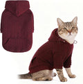EXPAWLORER Textured Cable Knit Basic Dog Hoodie, Elevated Style Dog Sweater with Leash Hole and Pocket, Soft and Warm Pet Winter Coat, Cold Weather Clothes for Small Medium Large Dogs Cats,Wine Red XS