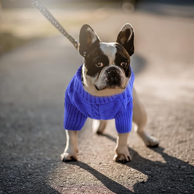 Queenmore XXL Dog Sweaters,Large Dog Sweater for Pitbull Doberman,Warm Turtleneck Knitted Big Pet Sweater for Male Femal Dogs,Extra Large Size Pet Winter Clothes (Roayl Blue,2XL)