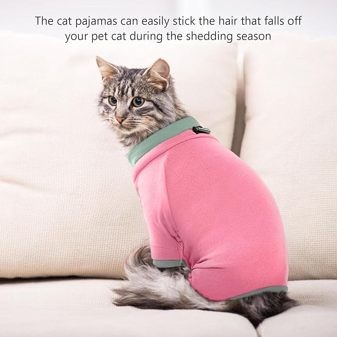 Sticky Cat Clothes Stretchy, Sphynx Hairless Sweater & Pajamas for Cats only, Soft Cat Onesie for Cats After Surgery Female Male & Hair Loss Prevention, Pink L