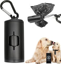 Metal Dog Poop Bag Holder Aluminum Dispenser for Leashes, Hiking & Travel, Lightweight Scratch-Resistant with 3 Attachments and 195 Bags (Black, 1 Holder 15 Bags)