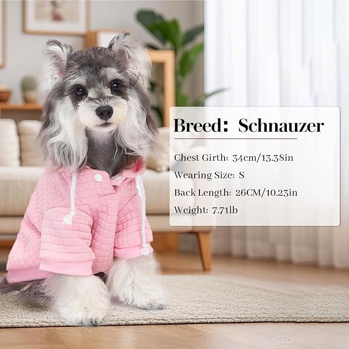 2 Pack Dog Hoodie Sweaters for Small Medium Dogs Warm Dog Clothes for Large Dogs Soft Waffle-Like Laminated Sweatshirt Bulldog (Pink+Rose, S/M (Back: 13",Chest: 18.5", Neck: 12"))