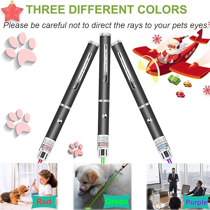 Laser Pointer for Cats and Dogs - 3 Pack Pet Kitten Indoor Training Chaser Toys - Cat Pointer Teaching Indicator