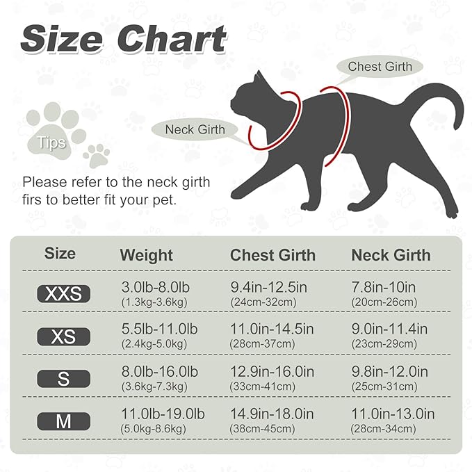 Kitten Cat Harness and Leash Set, Escape Proof Soft 4-Adjustable Cat Walking Vest Harness, Reflective Strips in Harness for Kitty Puppy Bunny Car Travel, with Car Seatbelt Leash (Black, S)