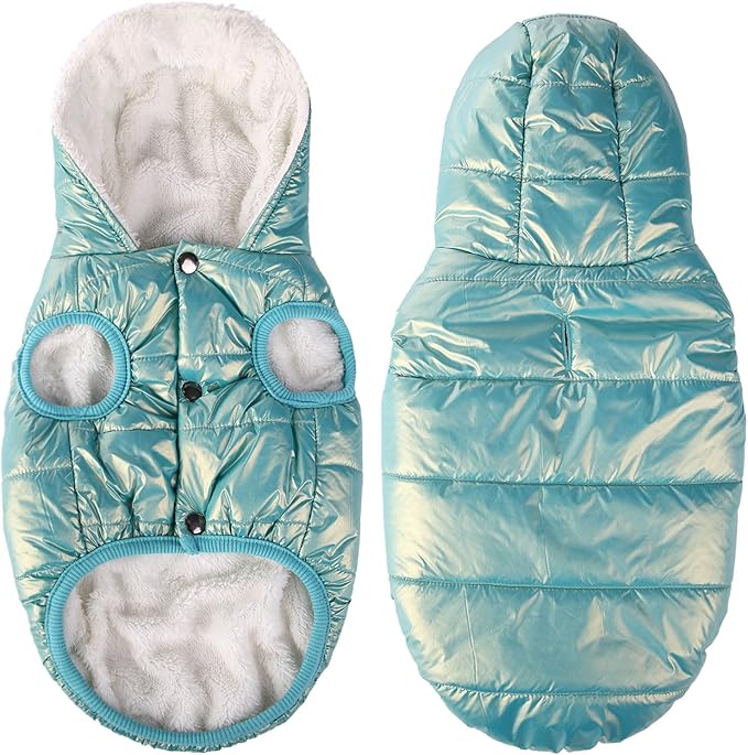Dog Fleece Hoodie, Windproof Waterproof Dog Coat, Cold Weather Pet Apparel Clothes Vest for Small Medium Large Dog (2XL, Mintgreen)