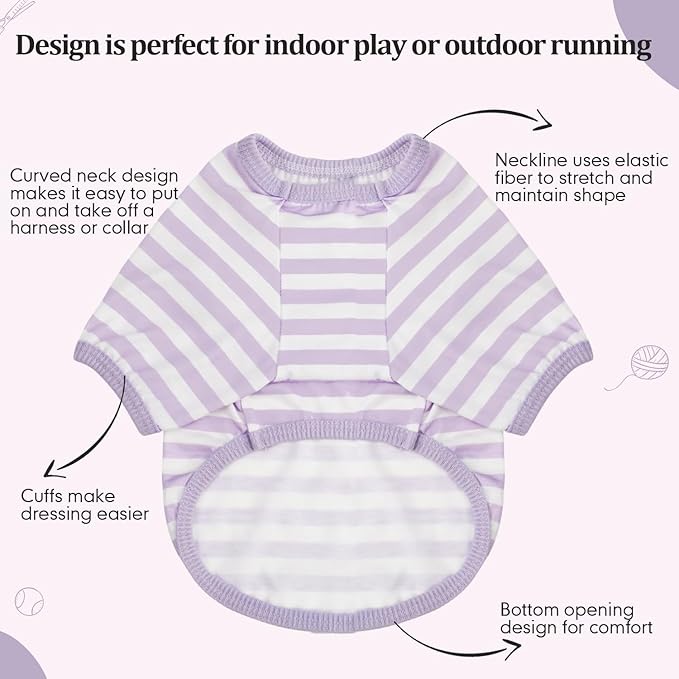 Geyoga 6 Pieces Dog Striped T-Shirt Cotton Breathable Pet Apparel Colorful Puppy Sweatshirt Clothes for Small to Medium Dogs Puppy(Gentle Color,L)