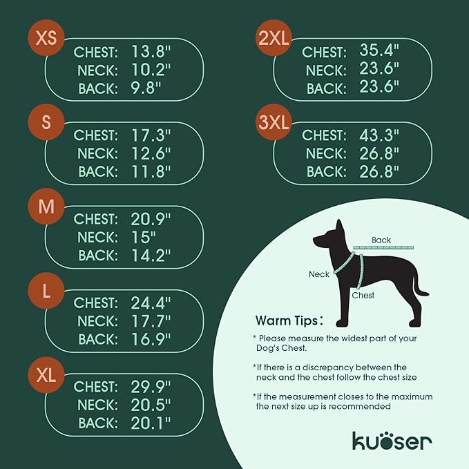 Kuoser Winter Dog Coat for Medium Dogs, Cold Weather Jacket & Vest for French Bulldog, Boston Terrier, Blue M