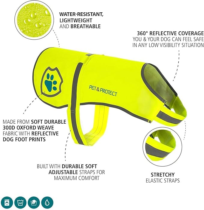 Reflective Dog Coat for Safety – Ideal Dog Vest for High-Visibility When Walking, Jogging or Training – Sizes to Fit Small, Medium, Large Breeds 16-130 lbs (Small)