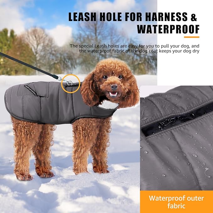 iBuddy Dog Winter Coats with Fleece Vest,Waterproof Warm Dog Snow Jacket Windproof, Reflective Adjustable Pet Dogs Cold Winter Coat for Dogs Girl Boy