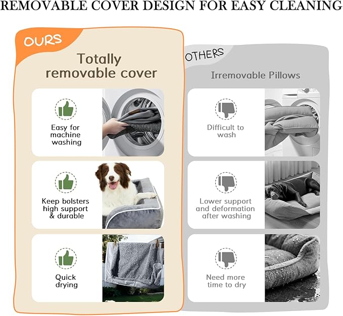 Comfort Expression Orthopedic Dog Bed for Small Dogs 20x14 Inch, Waterproof Supportive Egg Crate Foam Small Pet Bed with Removable Bolsters, Dog Couch with Washable Cover & Non-Slip Bottom, Caramel