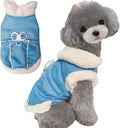 Jecikelon Bowtie Dog Cold Weather Coat Fleece Lining Warm Pet Puppy Turtleneck Dogs Winter Clothes for Small Dogs with D-Ring (Blue, Small)