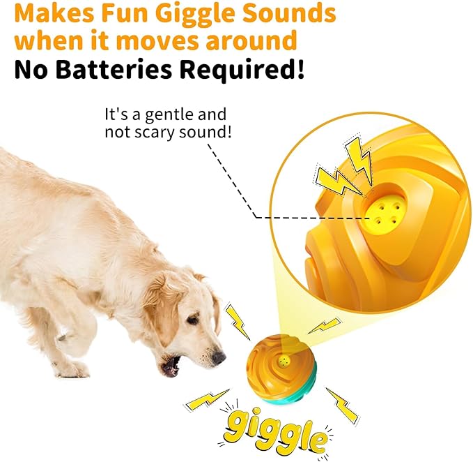 Dog Ball for Aggressive Chewers - Interactive Dog Toy Balls Fun Squeaky Sound to Keep Them Busy, Durable for Small Medium Large Breeds, Rubber Pet Chew Toys, As Seen on TV, Orange & Blue