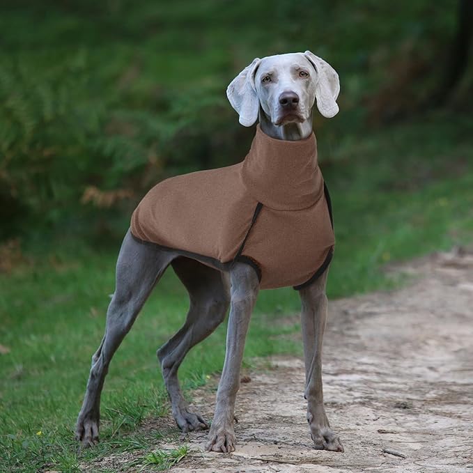 ROZKITCH Thick Dog Sweaters for Small Dogs Male, Pet Windproof Warm Cold Weather Jacket Vest Cozy Jumpsuit Apparel Outfit Clothes for Walking Hiking Travel Sleep Brown S